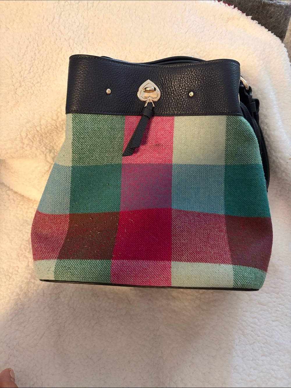 kate spade Multicolor Plaid Shoulder Bag with Black Trim